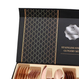 Flatware Set Stainless Steel Glossy 24 Pieces Steak Knife Fork Spoon Set for Restaurant Rose Gold