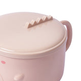 Cartoon Dinosaur Noodle Bowl Stainless Steel Inner Bowl with Handle and Lid for Home School Pink - Front View