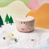 Cartoon Dinosaur Noodle Bowl Stainless Steel Inner Bowl with Handle and Lid for Home School Pink - 45-Degree Angle