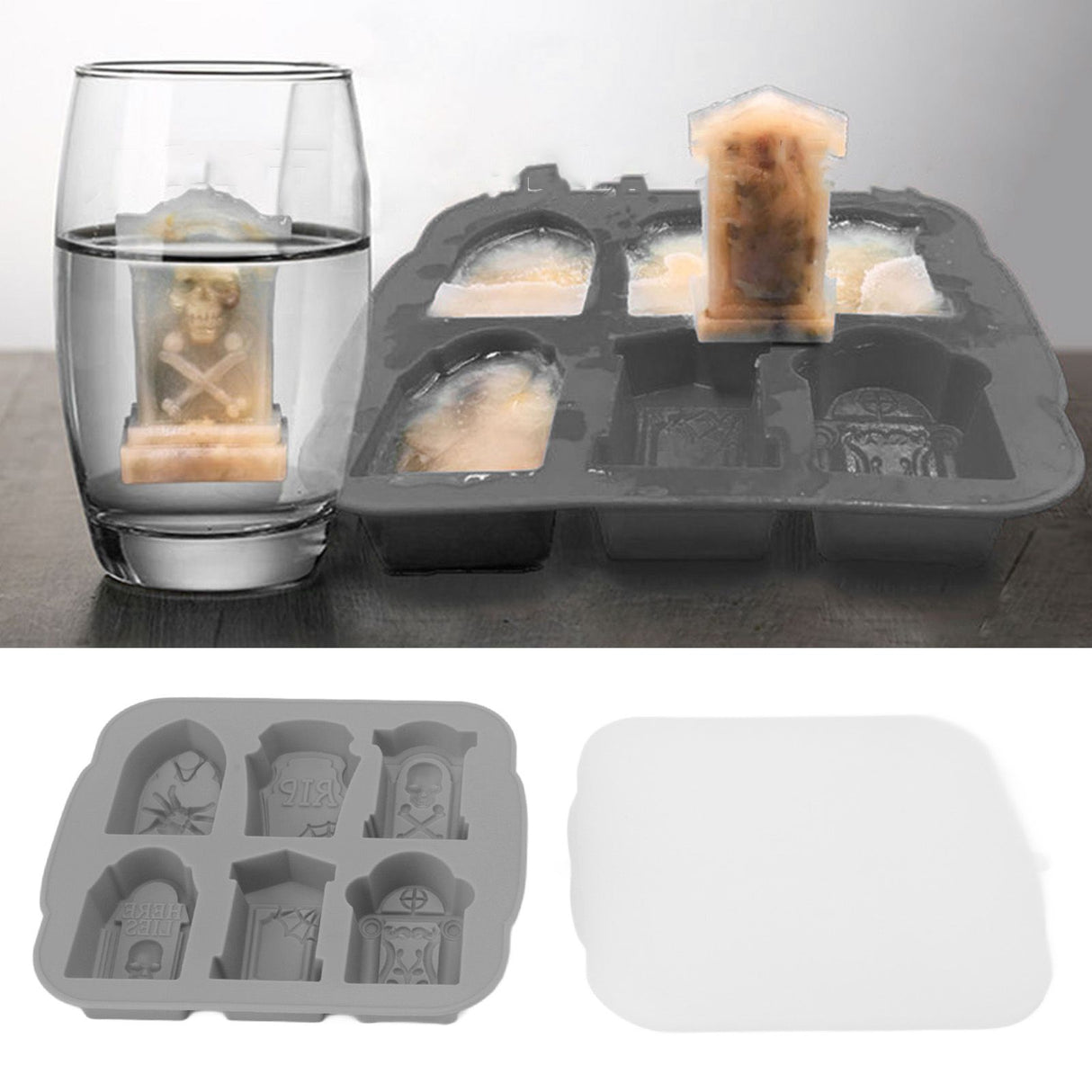 Ice Cube Silicone Cake Candy Chocolate Ice Cube Maker Tray Party Supplies for Halloween Grey