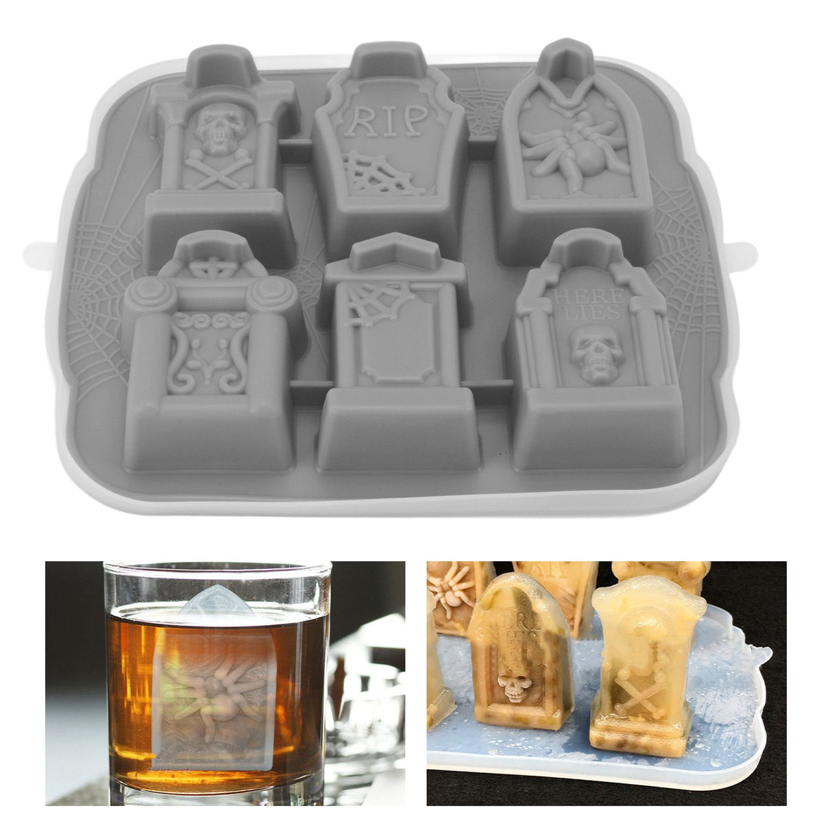 Ice Cube Silicone Cake Candy Chocolate Ice Cube Maker Tray Party Supplies for Halloween Grey