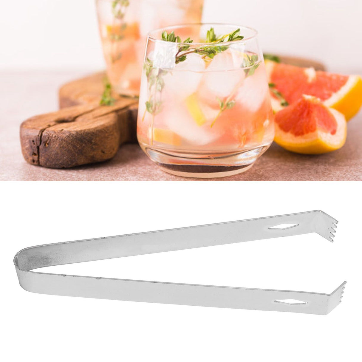 Cocktail Tong Thickened Rhombus Stainless Steel Food Ice Sugar Cube Tong for Bar Mirror Reflection