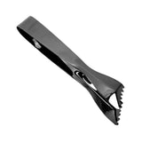 Ice Tongs Food Grade Thicken Stainless Steel Prevents Slipping Sugar Food Tweezers for Home Kitchen Bar Black Plated - Front View