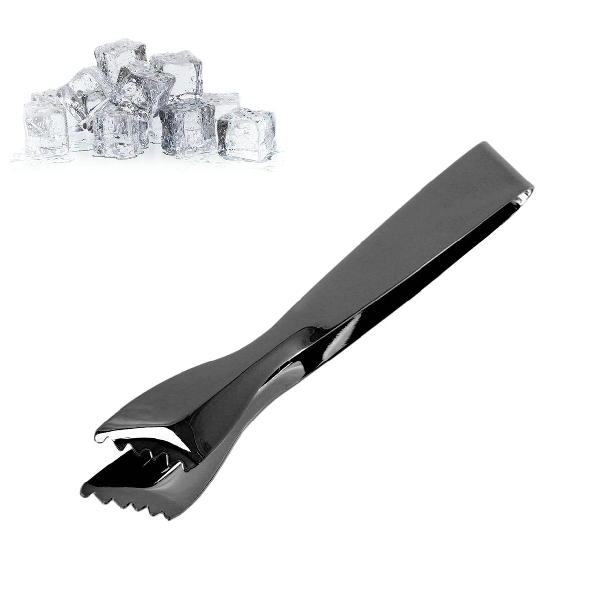 Ice Tongs Food Grade Thicken Stainless Steel Prevents Slipping Sugar Food Tweezers for Home Kitchen Bar Black Plated