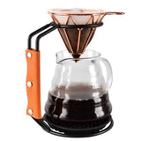 Pour Over Coffee Dripper Rack Iron Dripper Stand with Leather Handle Case for Home Coffee Shop