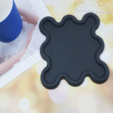 Cup Mat PVC Irregular Shape Heat Resisting Waterproof Household Bowl Mat for Kitchen Black - Front View
