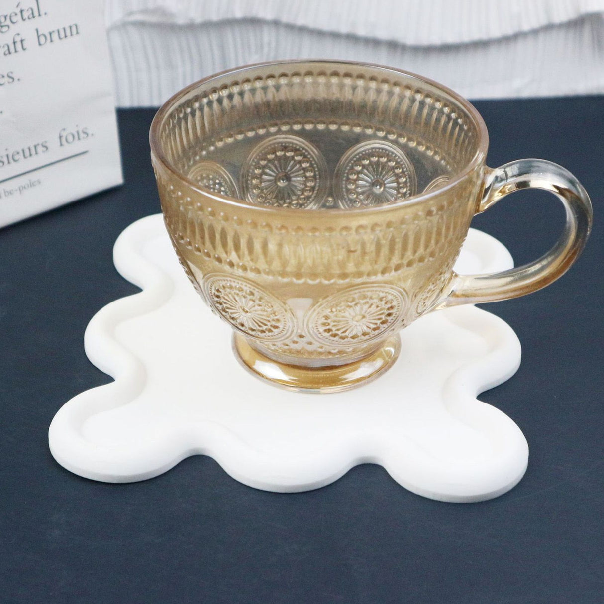PVC Soft Rubber Coaster Heat Insulation Cup Mat Home Kitchen Innovative Cup Bowl Pad White