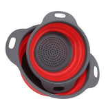 2 PCS Collapsible Colander Basket Round Retractable Big Small Drain Basket Set Vegetables Fruit Washing Basket - Top-Down View