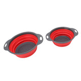2 PCS Collapsible Colander Basket Round Retractable Big Small Drain Basket Set Vegetables Fruit Washing Basket - 45-Degree Angle