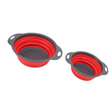 2 PCS Collapsible Colander Basket Round Retractable Big Small Drain Basket Set Vegetables Fruit Washing Basket