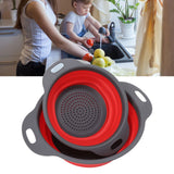 2 PCS Collapsible Colander Basket Round Retractable Big Small Drain Basket Set Vegetables Fruit Washing Basket
