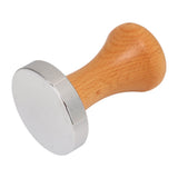 Coffee Tamper Stainless Steel Flat Bottom Tamping Tool Coffee Hand Tamper with Wooden Handle 51mm/2.0in - Side View