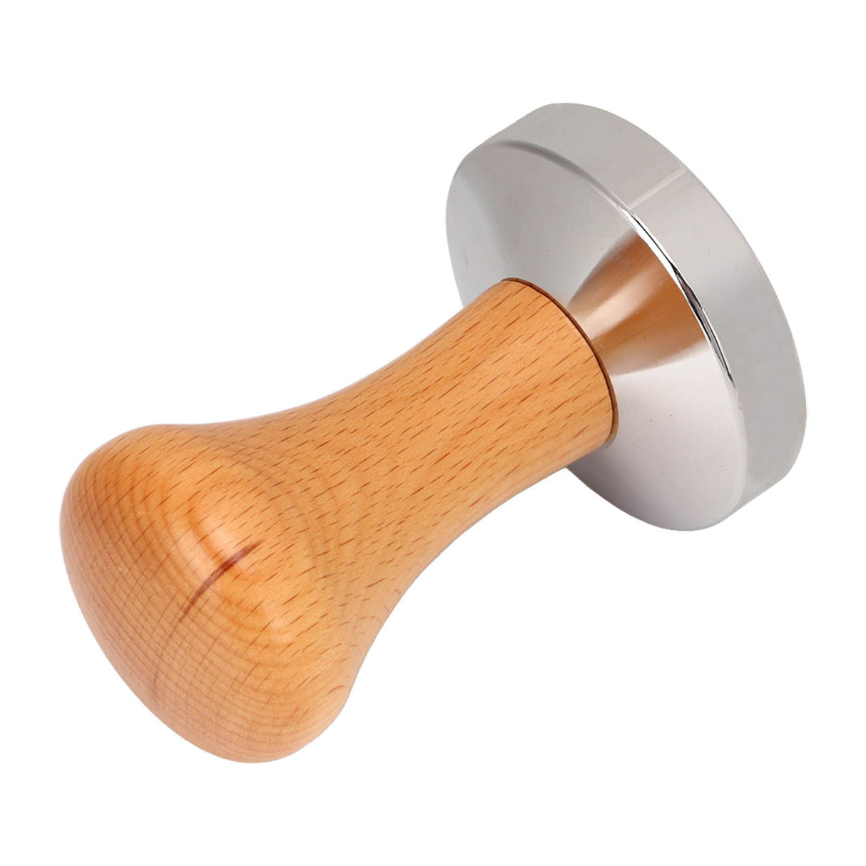 Coffee Tamper Stainless Steel Flat Bottom Tamping Tool Coffee Hand Tamper with Wooden Handle 51mm/2.0in
