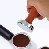 Coffee Tamper Stainless Steel Flat Bottom Tamping Tool Coffee Hand Tamper with Wooden Handle 51mm/2.0in