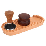 Coffee Tamping Set Wooden Handle Antiskid Coffee Tamper Distributor Station Kit for Kitchen L Base 58mm/2.3in - Front View