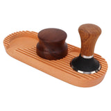 Coffee Tamping Set Wooden Handle Antiskid Coffee Tamper Distributor Station Kit for Kitchen L Base 58mm/2.3in