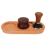 Coffee Tamping Set Wooden Handle Antiskid Coffee Tamper Distributor Station Kit for Kitchen L Base 58mm/2.3in