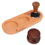Coffee Tamping Set Wooden Handle Antiskid Coffee Tamper Distributor Station Kit for Kitchen L Base 58mm/2.3in - Close-Up Angle
