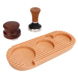 Coffee Tamping Set Wooden Handle Antiskid Coffee Tamper Distributor Station Kit for Kitchen L Base 58mm/2.3in - Low Angle