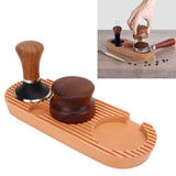Coffee Tamping Set Wooden Handle Antiskid Coffee Tamper Distributor Station Kit for Kitchen L Base 58mm/2.3in