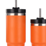 Travel Tumbler Cup Stainless Steel with Straw Lid Keep Warm and Cold Coffee Mug for Home Office Orange 30oz - 45-Degree Angle