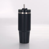 Travel Tumbler Cup Stainless Steel with Straw Lid Keep Warm and Cold Coffee Mug for Home Office Black 30oz