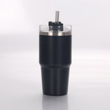 Travel Tumbler Cup Stainless Steel with Straw Lid Keep Warm and Cold Coffee Mug for Home Office Black 30oz - Side View