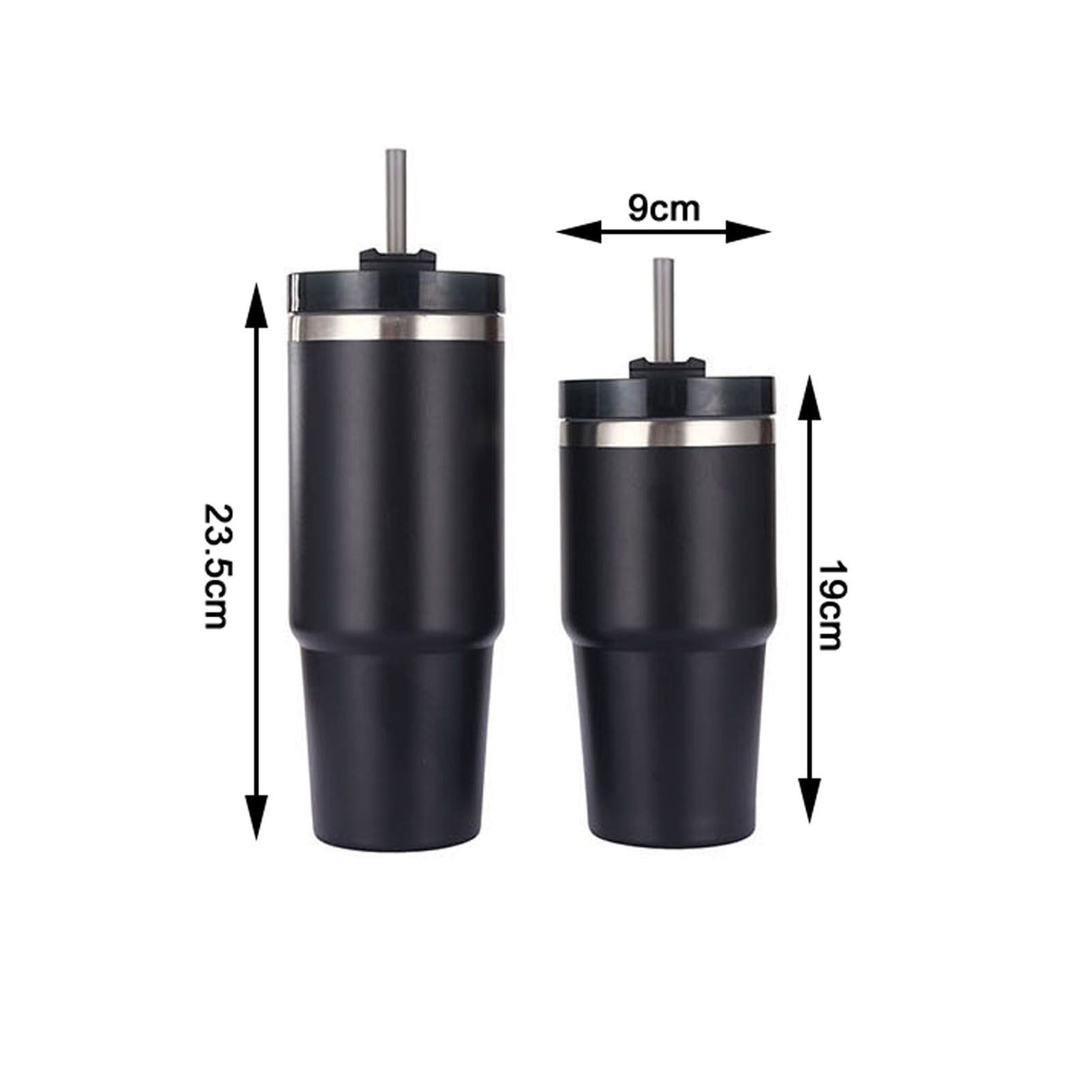 Travel Tumbler Cup Stainless Steel with Straw Lid Keep Warm and Cold Coffee Mug for Home Office Black 30oz