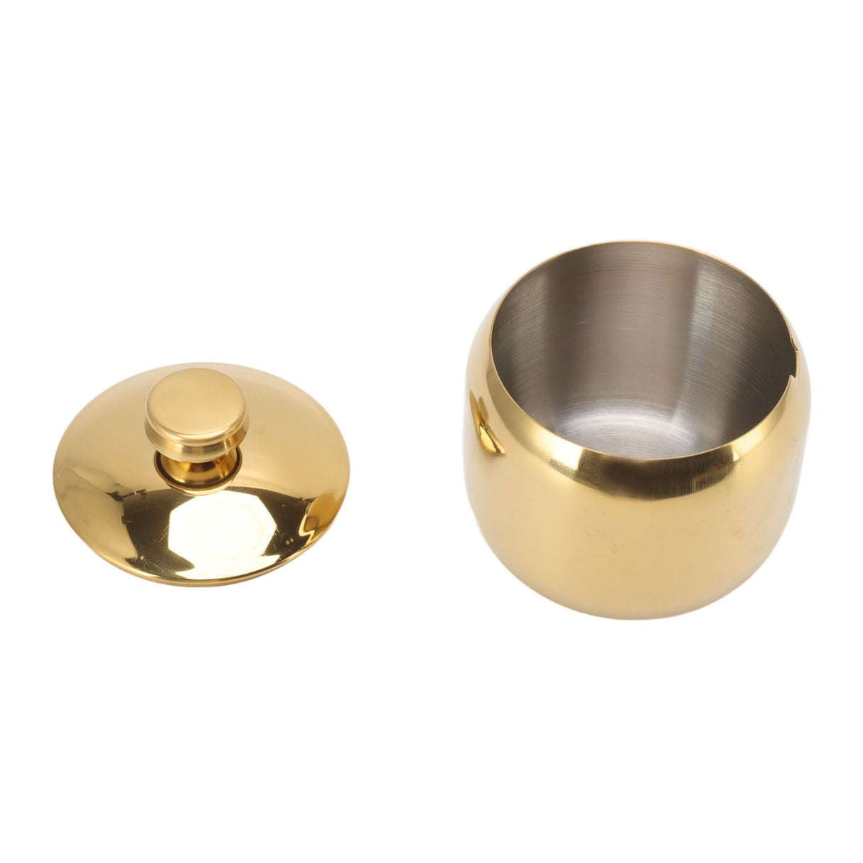 Stainless Steel Gold Seasoning Condiment Pot Spice Salt Sugar Pepper Container Jar Storage Organizer with Lid Gold
