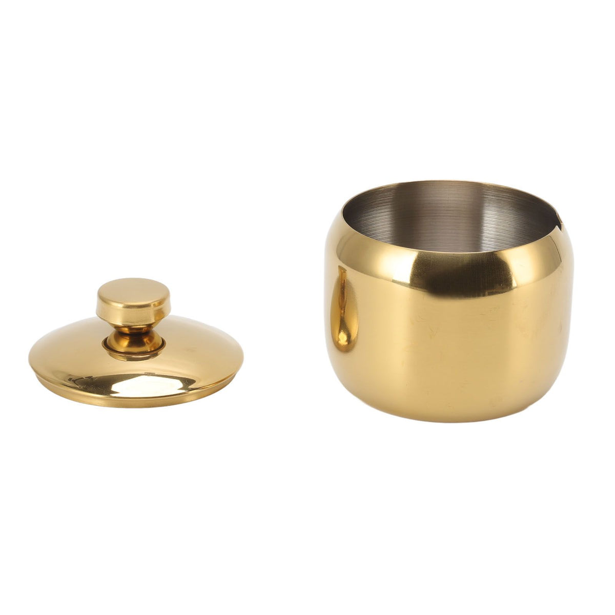 Stainless Steel Gold Seasoning Condiment Pot Spice Salt Sugar Pepper Container Jar Storage Organizer with Lid Gold