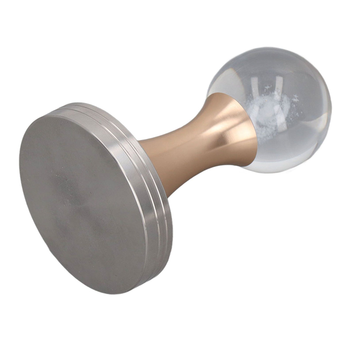 Coffee Tamper Food Grade Stainless Steel Crystal Ball Coffee Powder Hammer for Kitchen Shop Gold Pillar 58mm/2.3in