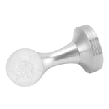 Crystal Ball Coffee Powder Tamper Stainless Steel Base Coffee Press Hammer for Kitchen Cafe Silver Pillar 58mm / 2.3in - Close-Up Angle