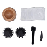 Coffee Capsule Filter Cup Kit Black with Beech Holder Aluminum Foil Spoon Brush 230ml Reusable Coffee Powder Filler - Front View