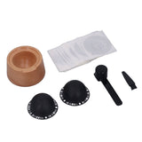 Coffee Capsule Filter Cup Kit Black with Beech Holder Aluminum Foil Spoon Brush 230ml Reusable Coffee Powder Filler - Top-Down View