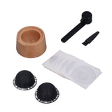 Coffee Capsule Filter Cup Kit Black with Beech Holder Aluminum Foil Spoon Brush 230ml Reusable Coffee Powder Filler