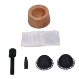 Coffee Capsule Filter Cup Kit Black with Beech Holder Aluminum Foil Spoon Brush 230ml Reusable Coffee Powder Filler