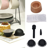 Coffee Capsule Filter Cup Kit Black with Beech Holder Aluminum Foil Spoon Brush 230ml Reusable Coffee Powder Filler