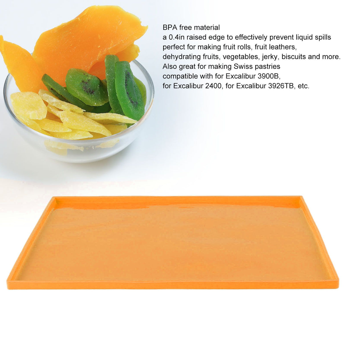 4Pcs Silicone Dehydrator Mats Food Grade High Temperature Resistance Prevent Sticking Fruit Dehydrator Trays with Edge Orange