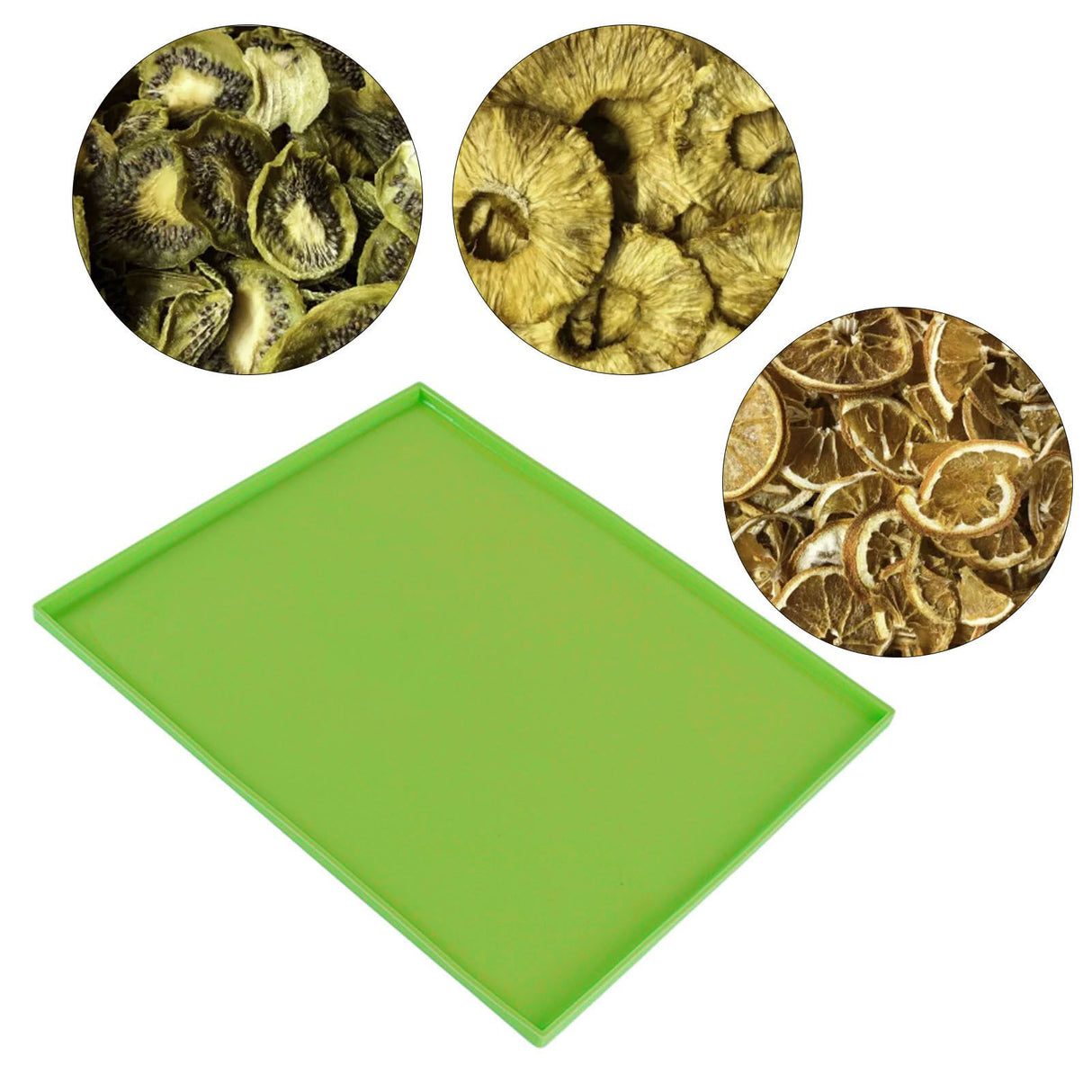 4Pcs Silicone Dehydrator Mats Food Grade High Temperature Resistance Prevent Sticking Fruit Dehydrator Trays with Edge Green
