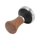 Coffee Tamper Stainless Steel Flat Bottom Coffee Hand Tamping Tool with Wooden Handle 58mm/2.3in - Front View