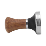 Coffee Tamper Stainless Steel Flat Bottom Coffee Hand Tamping Tool with Wooden Handle 58mm/2.3in - Top-Down View
