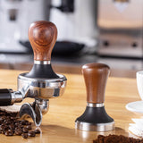 Coffee Tamper Stainless Steel Flat Bottom Coffee Hand Tamping Tool with Wooden Handle 58mm/2.3in