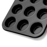 Carbon Steel Cupcake Pan Non Stick Baking Pan Black Quick Release Muffin Tins Tray for Home Kitchen 12 Cups