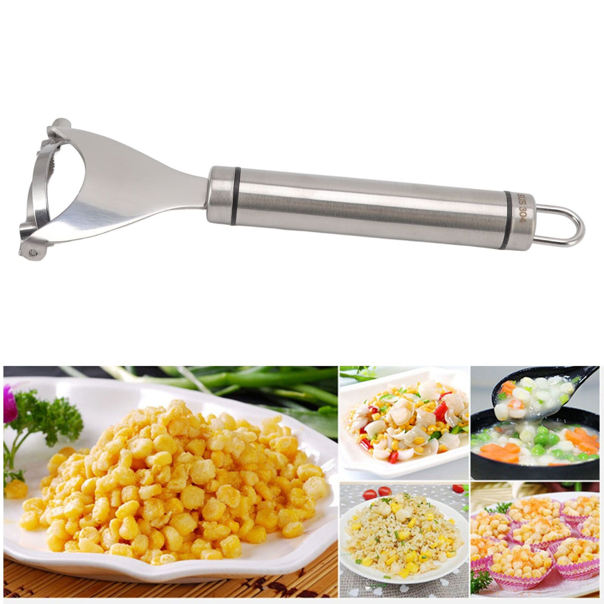 Corn Peeler Thickened Stainless Steel Corn Cob Threshing Tool Stripper Kitchen Accessories