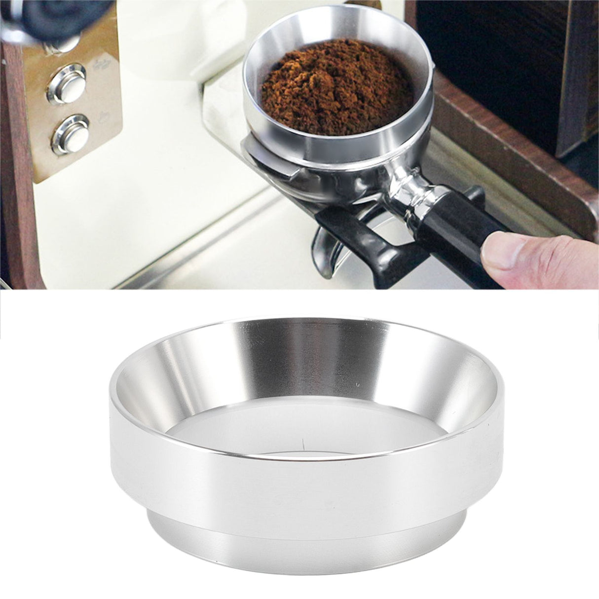 51mm Dosing Funnel Anti Flying Powder Aluminum Alloy Universal Dosing Rings with Magnetic for Household Coffee Shop Silver