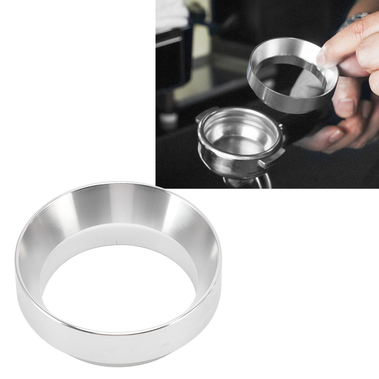 51mm Dosing Funnel Anti Flying Powder Aluminum Alloy Universal Dosing Rings with Magnetic for Household Coffee Shop Silver