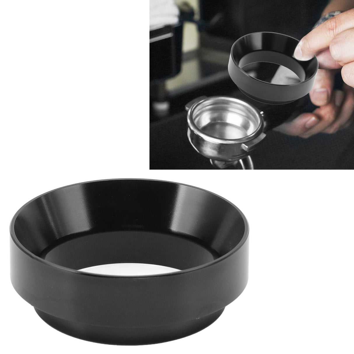 51mm Dosing Funnel Anti Flying Powder Aluminum Alloy Universal Dosing Rings with Magnetic for Household Coffee Shop Black