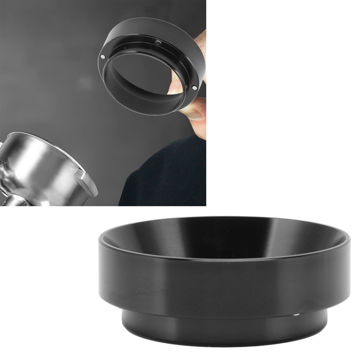 51mm Dosing Funnel Anti Flying Powder Aluminum Alloy Universal Dosing Rings with Magnetic for Household Coffee Shop Black