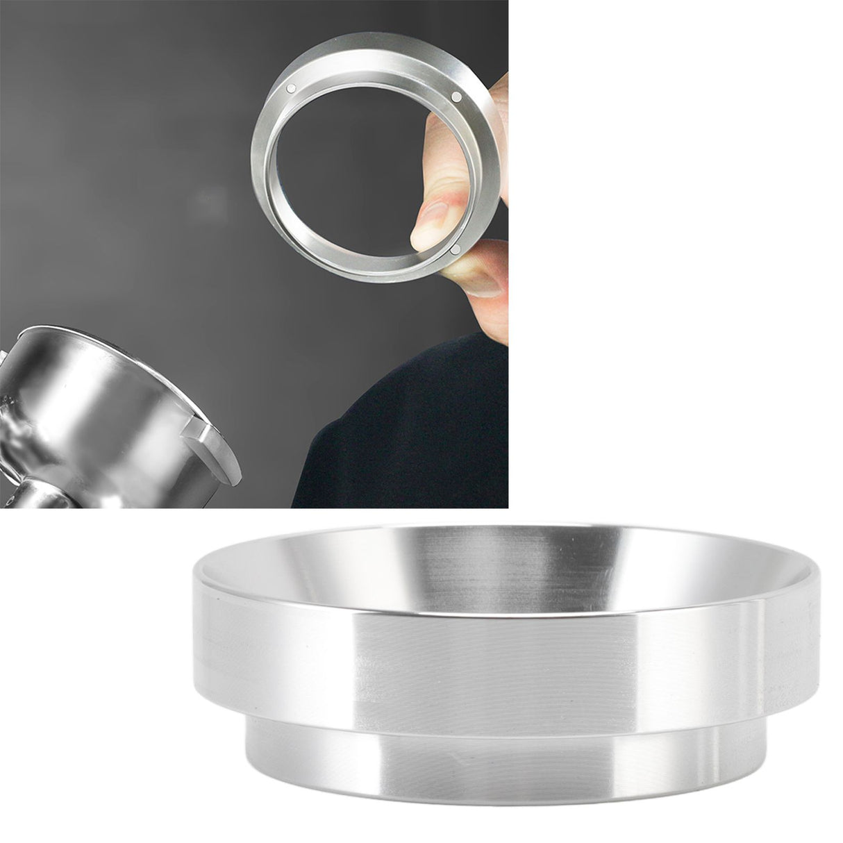 58mm Coffee Dosing Funnel Italian Magnetic Aluminium Alloy Coffee Powder Dosing Ring for Cafe Business Home Silver