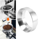 53mm Coffee Dosing Funnel Aluminum Alloy Magnetic Coffee Powder Dosing Ring Anti Flying Powder Receiving Ring Silver